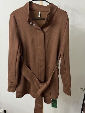 HALARA Tan Crewneck Shirt Jacket
